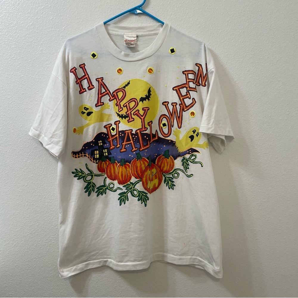 Happy Halloween pumpkin patch t shirt white vintage xl